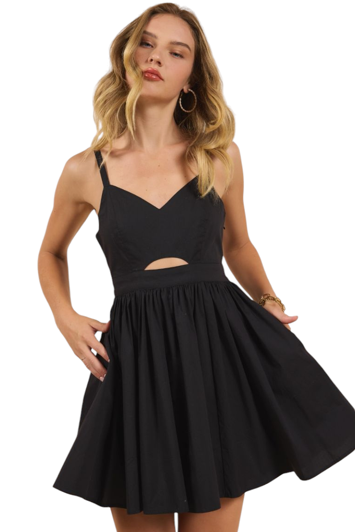Sadie & Sage Black Shades On Front Cutout Mini Dress