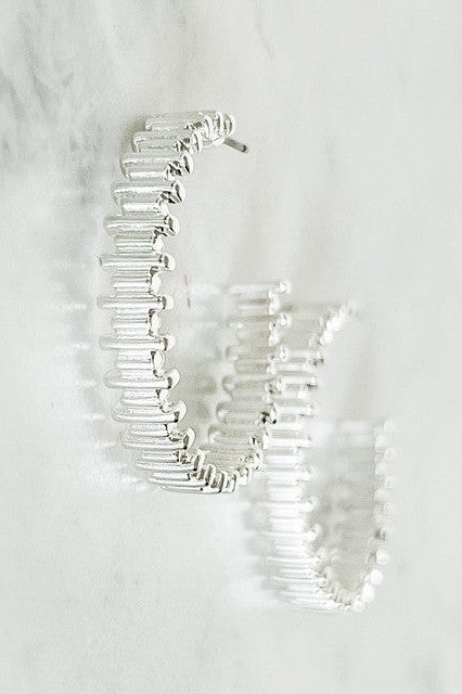 Silver Metal Hoop Earrings