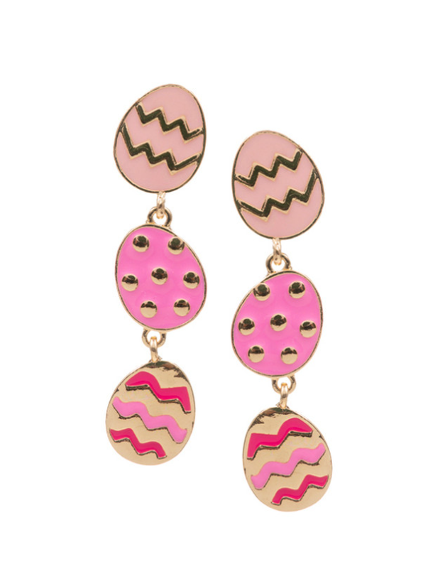 Pink Enamel Egg Dangle Earrings