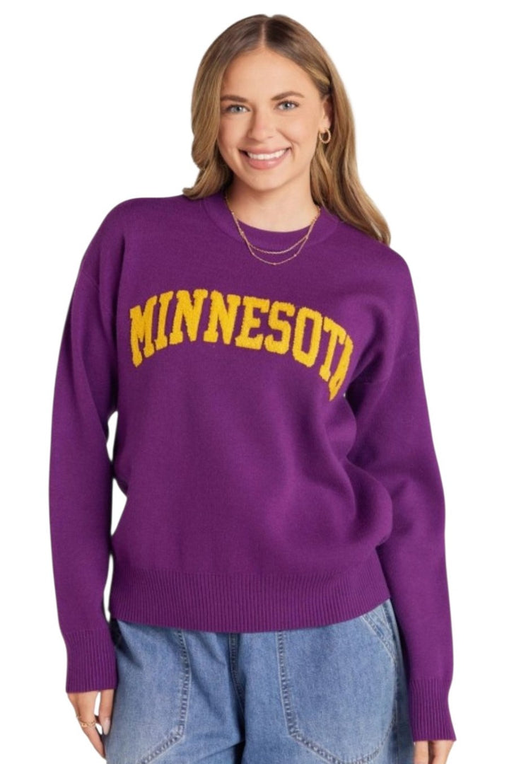 Minnesota Purple & Gold Pom Pom Sweater