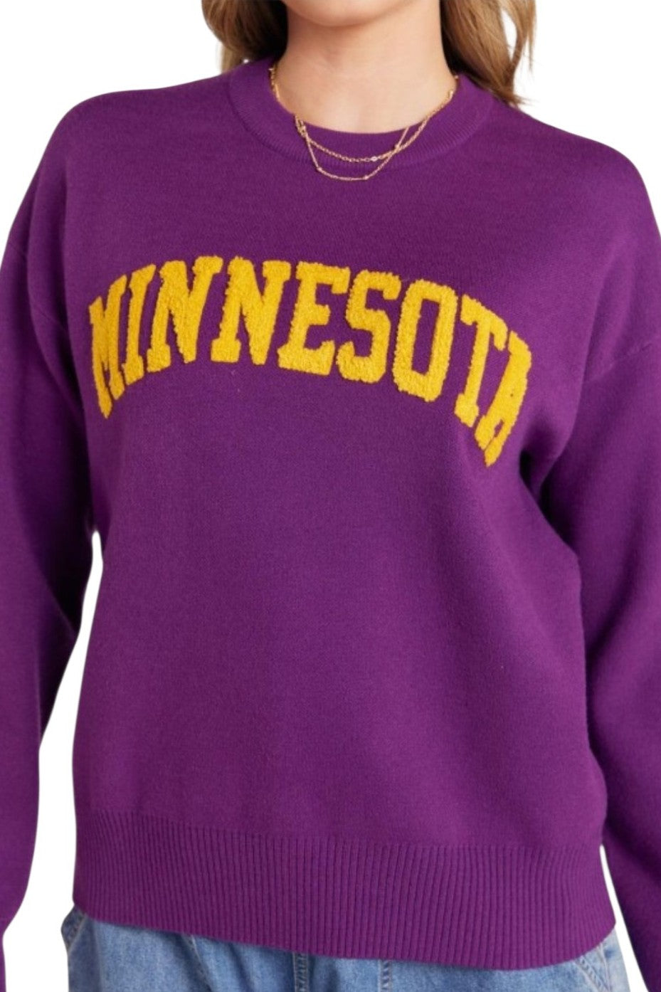 Minnesota Purple & Gold Pom Pom Sweater