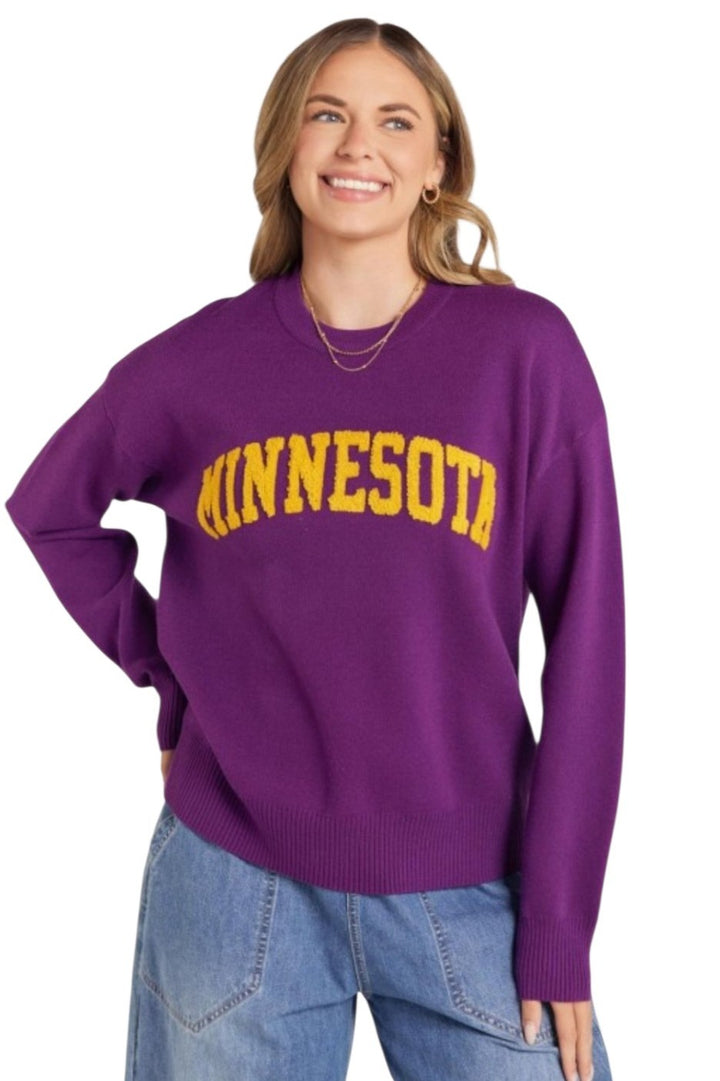 Minnesota Purple & Gold Pom Pom Sweater