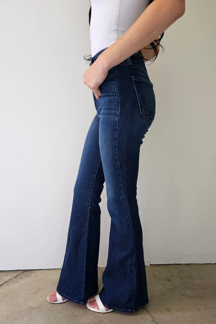 Just Black Denim Dark Wash HR Clean Bell Bottom Jean