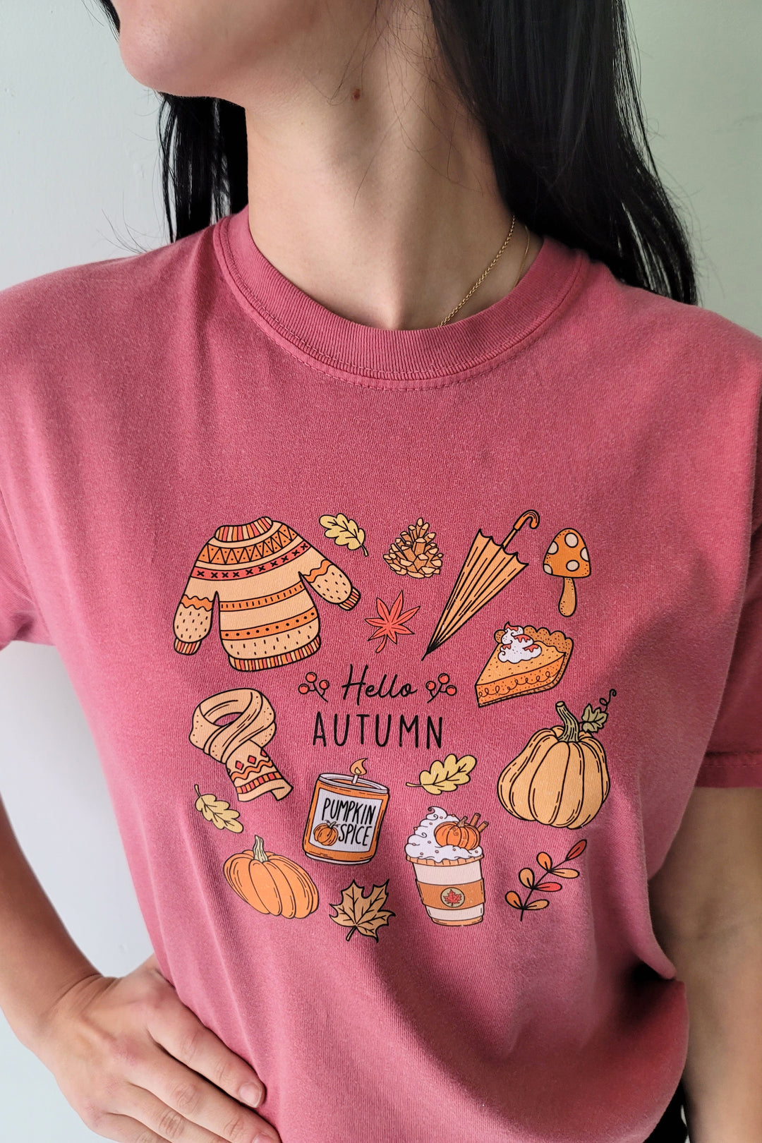 Crimson Hello Autumn Graphic Tee