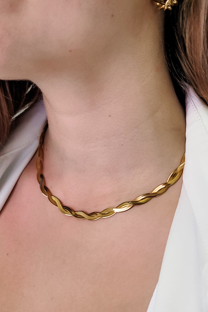 Gold Twisted Snake Necklace
