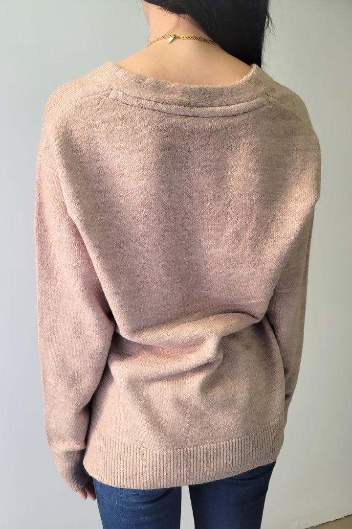 Dex Taupe Melange Split Hem Sweater