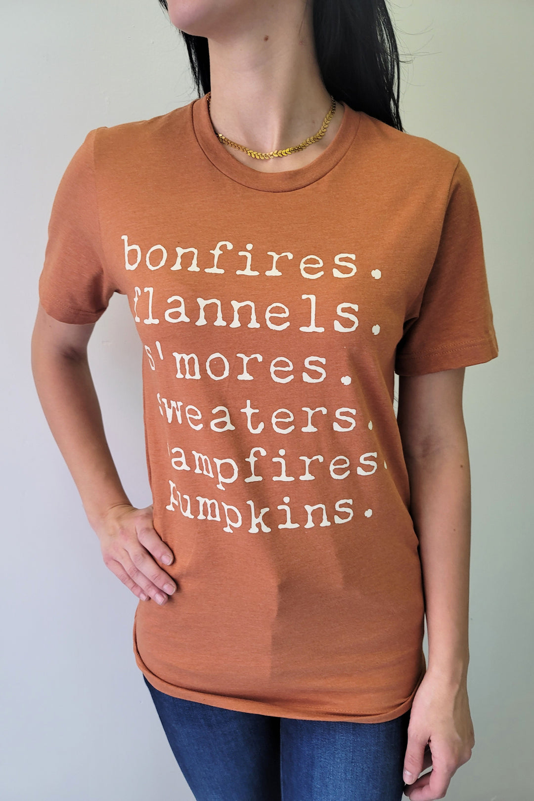 Heather Autumn Bonfires, Flannels Graphic Tee