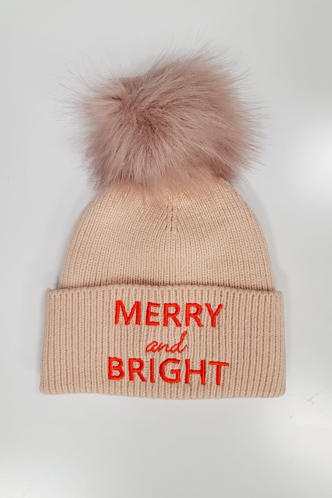 Blush Merry & Bright Knit Pom Hat