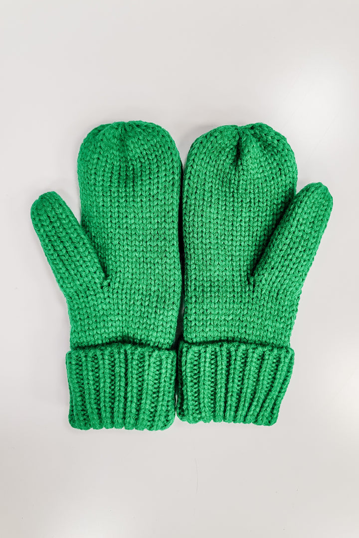 Green Cable Knit Mittens