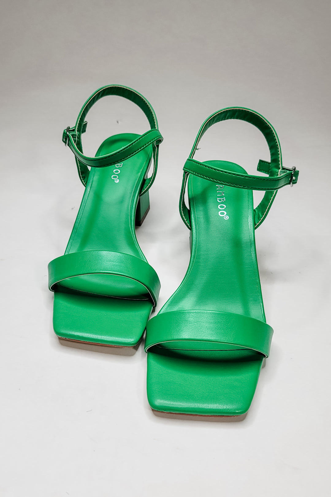 Green Ankle Strap Block Heel