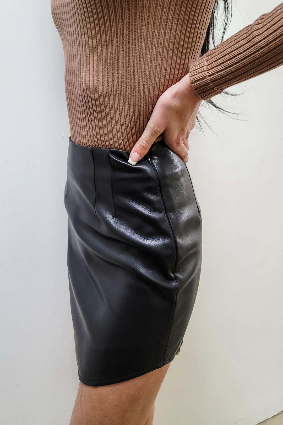 Bishop & Young Black Marcela Vegan Leather Skirt