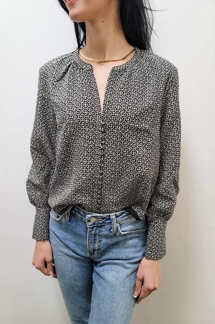 Bishop & Young Black Pascal Ana Covered Button Blouse