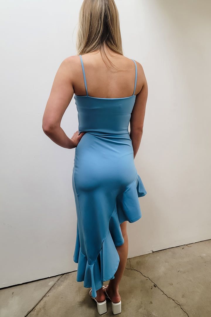 Susana Monaco Aqua Asymmetrical Midi Dress
