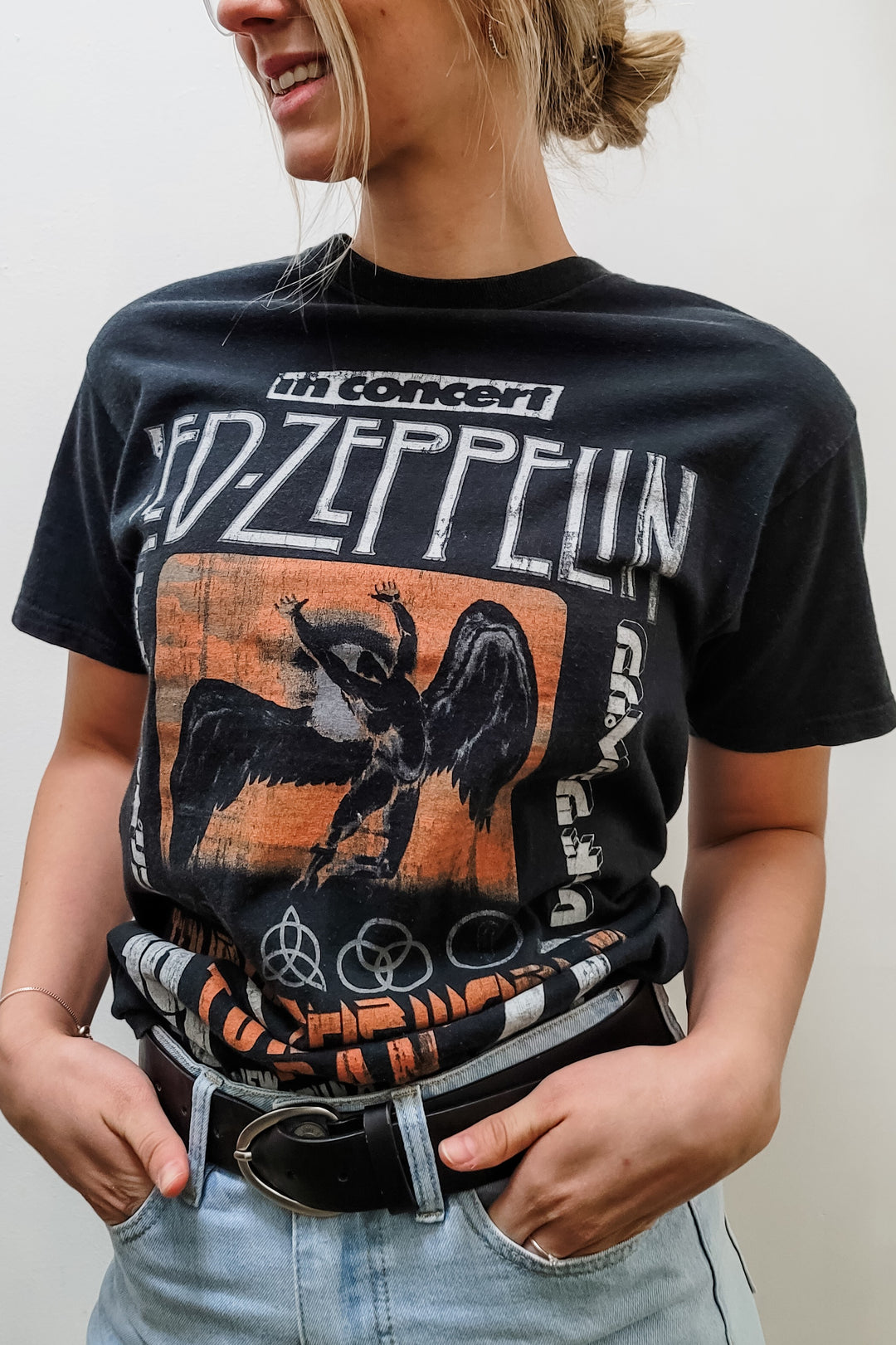 Led Zepplin In Concert Tour Of The World Black Graphic Tee