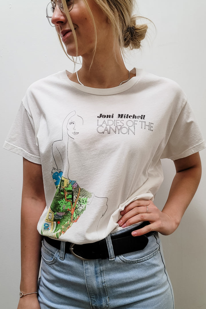 Day Dreamer Joni Mitchell Ladies Of The Canyon White Graphic Tee