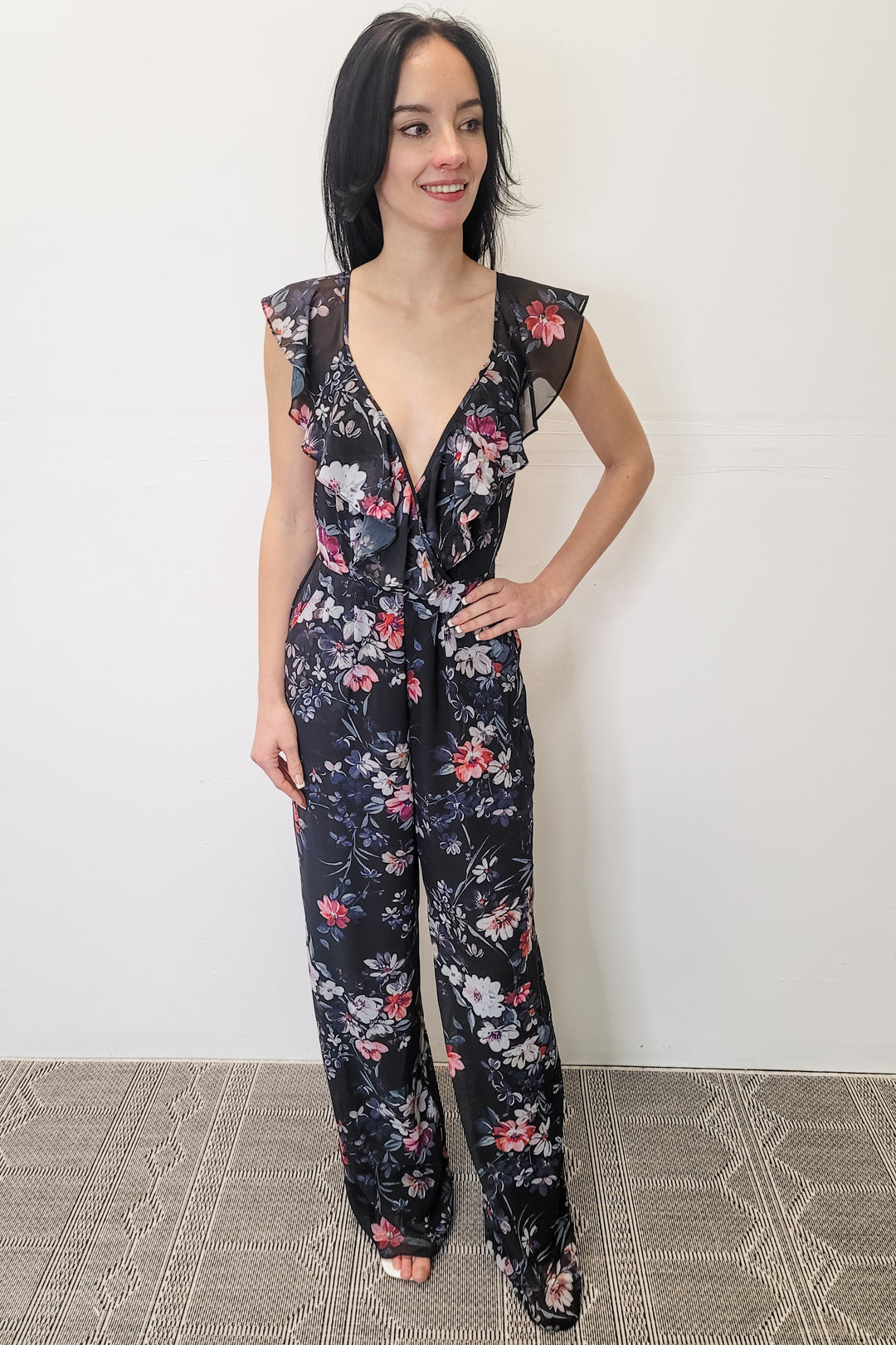 Yumi Kim Black Floral Jumpsuit