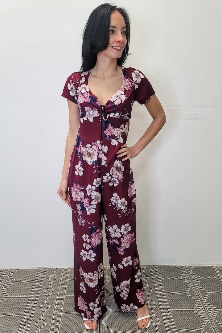 Yumi Kim Burgundy Floral Jumpsuit