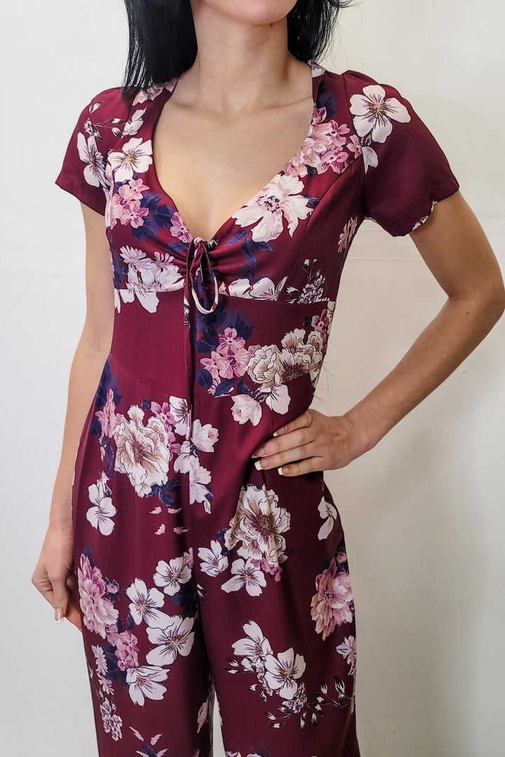 Yumi Kim Burgundy Floral Jumpsuit