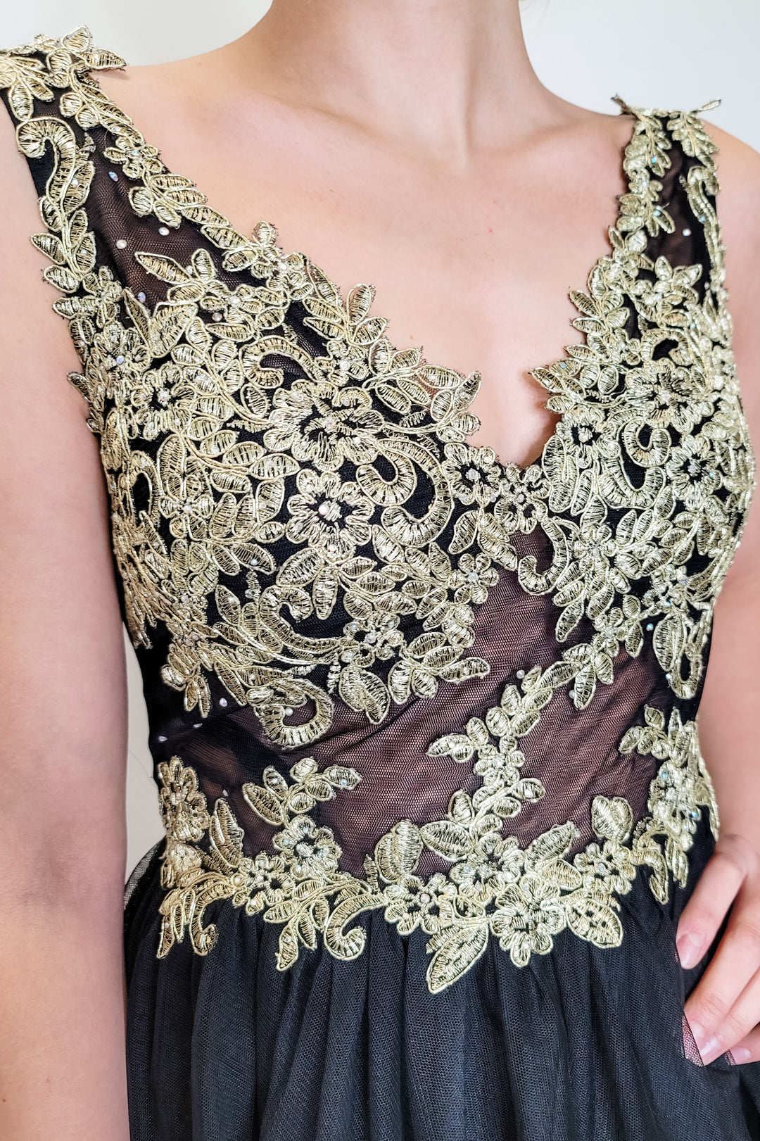Blondie Nites Tulle Black and Gold Embellished Mini Dress Luscious Boutique Blondie Nites Tulle Black and Gold Embellished Mini Dress Luscious Boutique