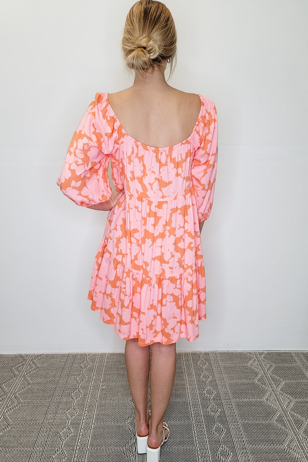Sanctuary Pink & Orange Floral LS Mini Dress