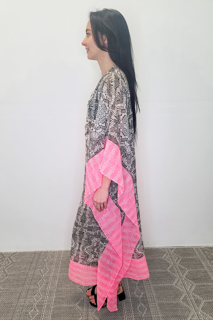 Yumi Kim Black and Pink Embellished Kimono