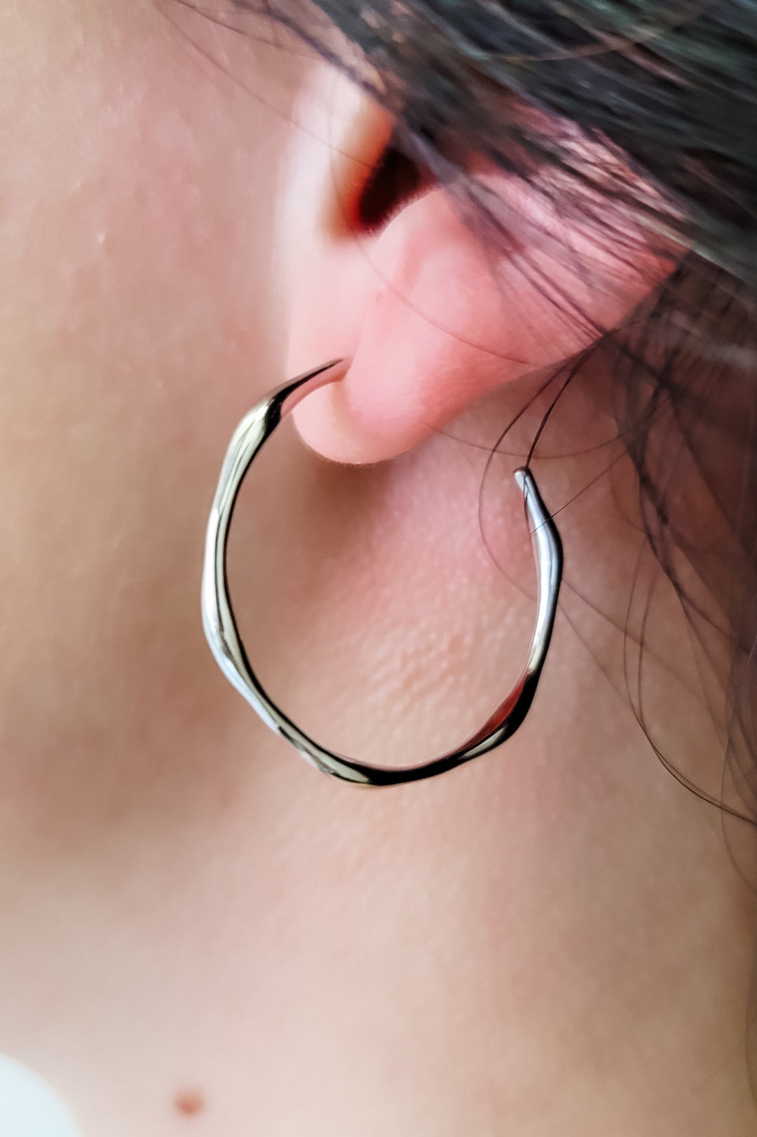 Silver Wavy Hoop Earrings