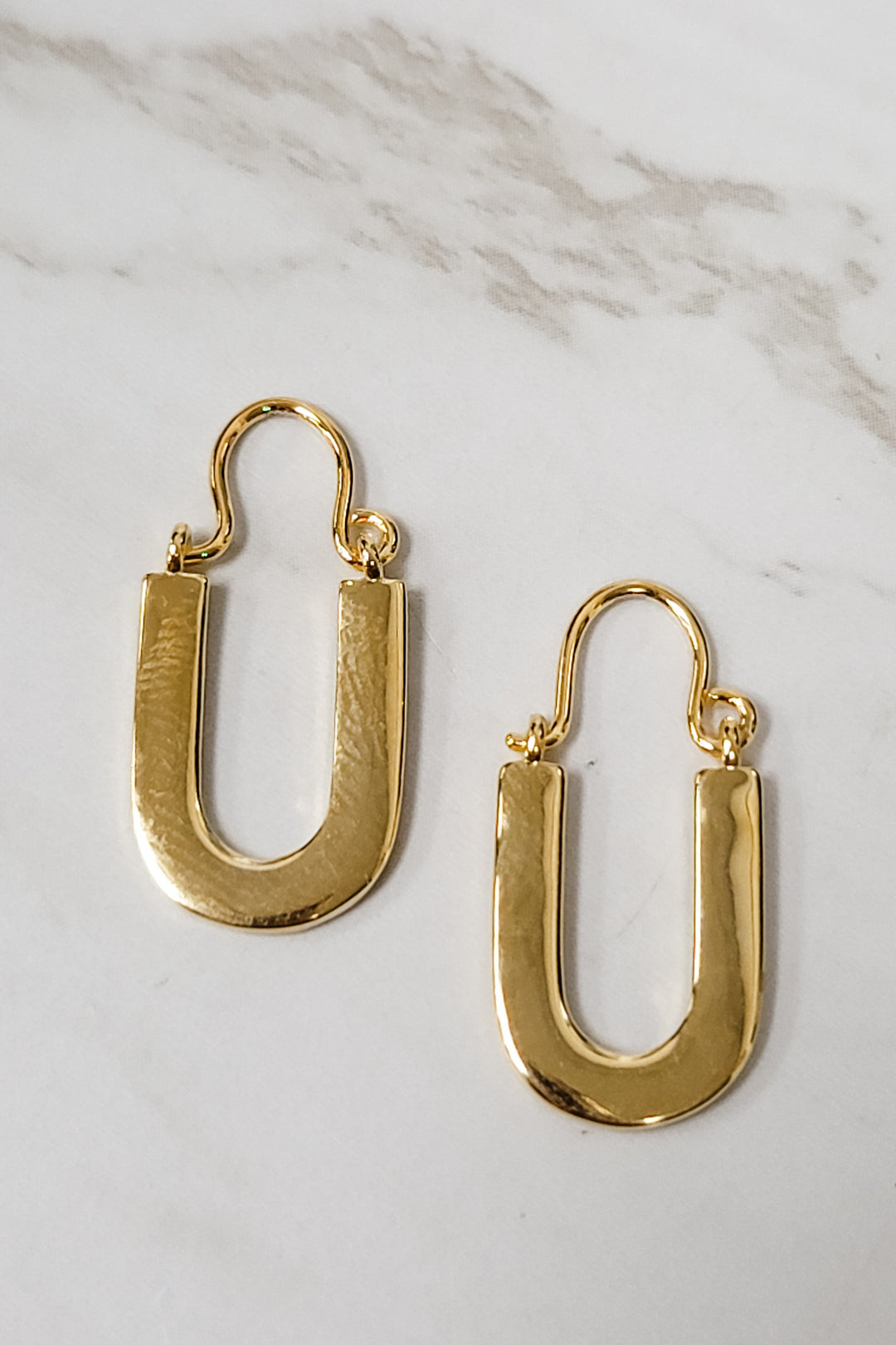 Gold Modern Lucky Horse Shoe Earrings