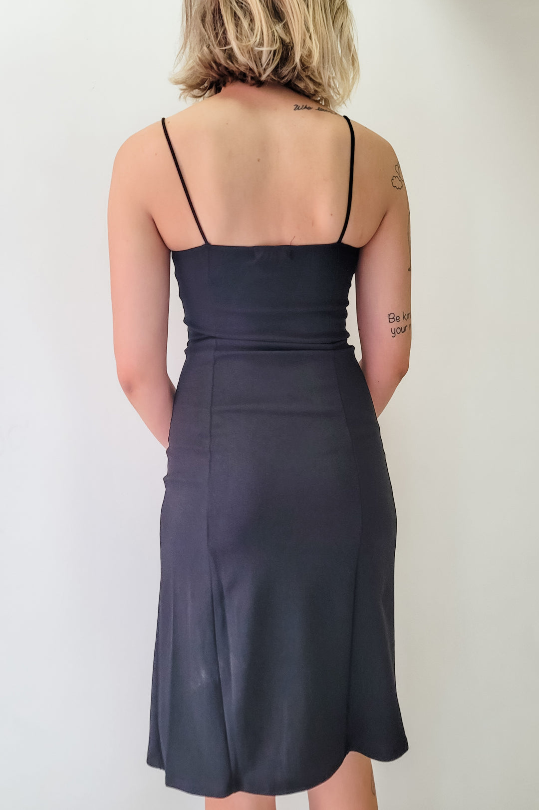 Black Sleeveless Bustier Bra Cap Cami Flare Midi Dress