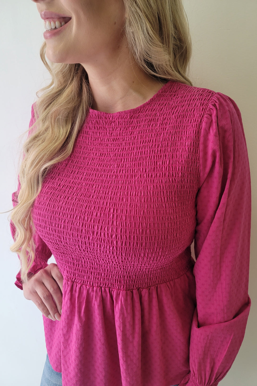 Michelle McDowell Hot Pink Berry Stevie Long Sleeve Top