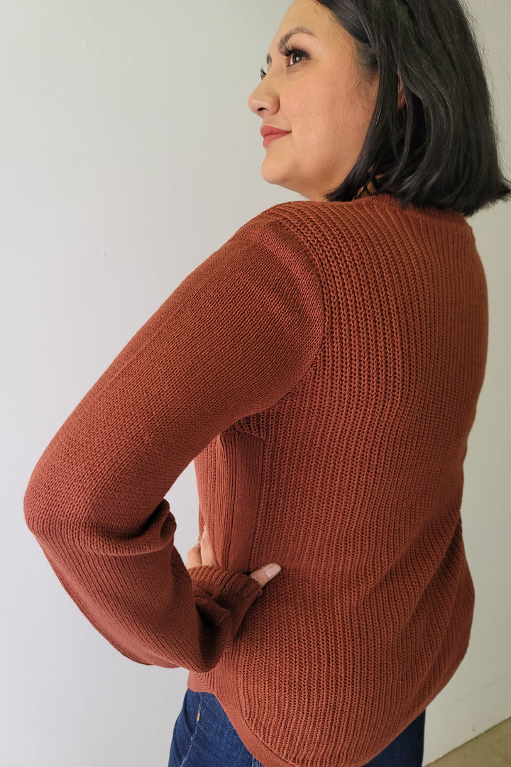 RD Style Burgundy V Neck Sweater