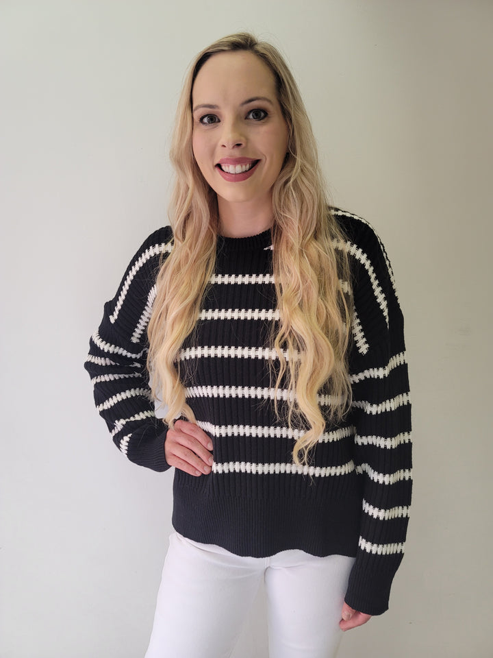 Black & White Striped Knit Sweater