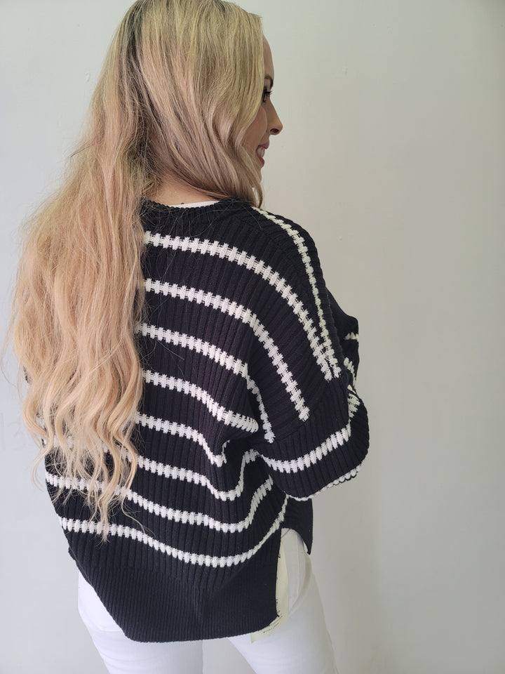 Black & White Striped Knit Sweater