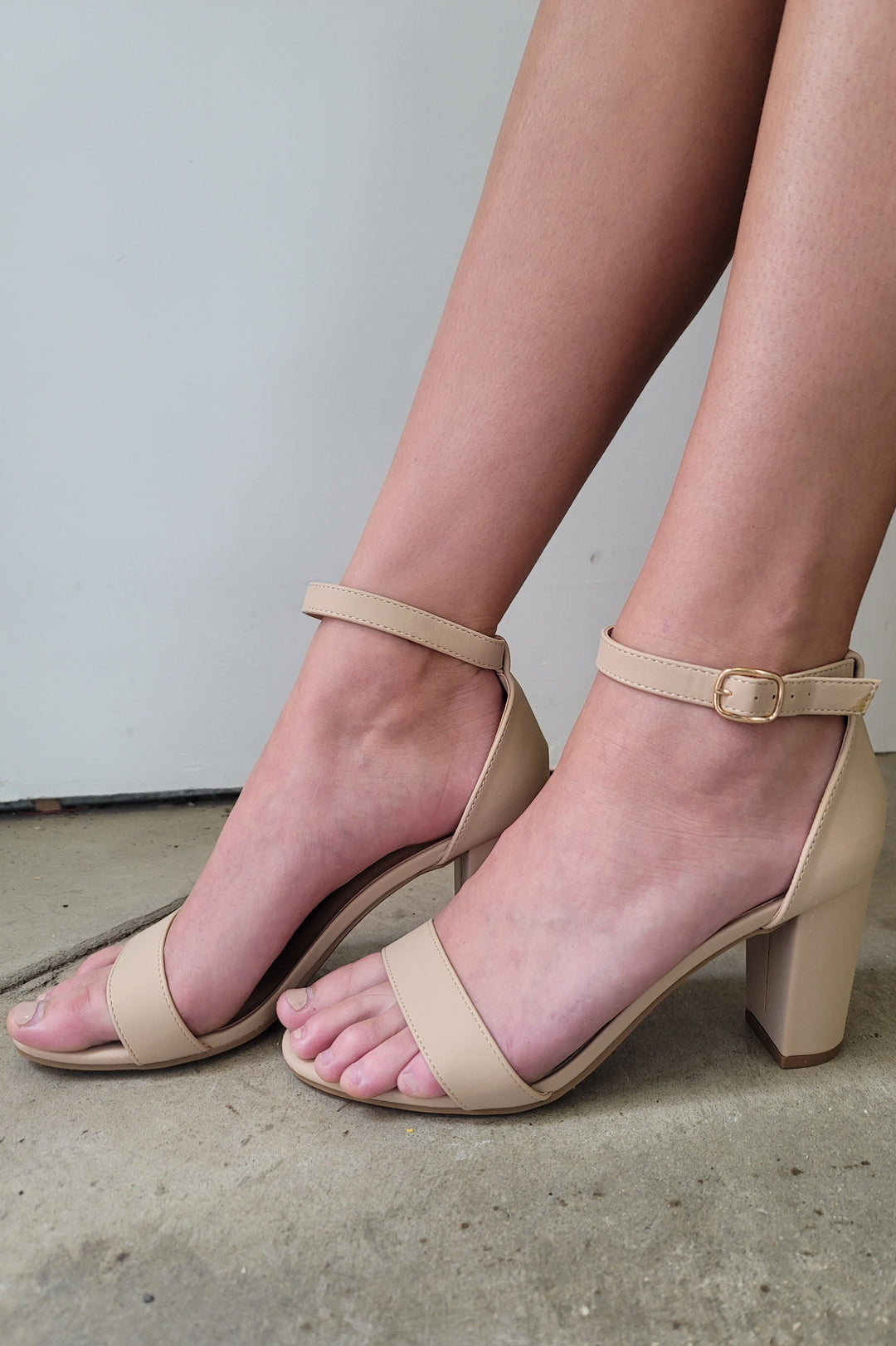 Nude Striking Ankle Strap Sandal High Heels