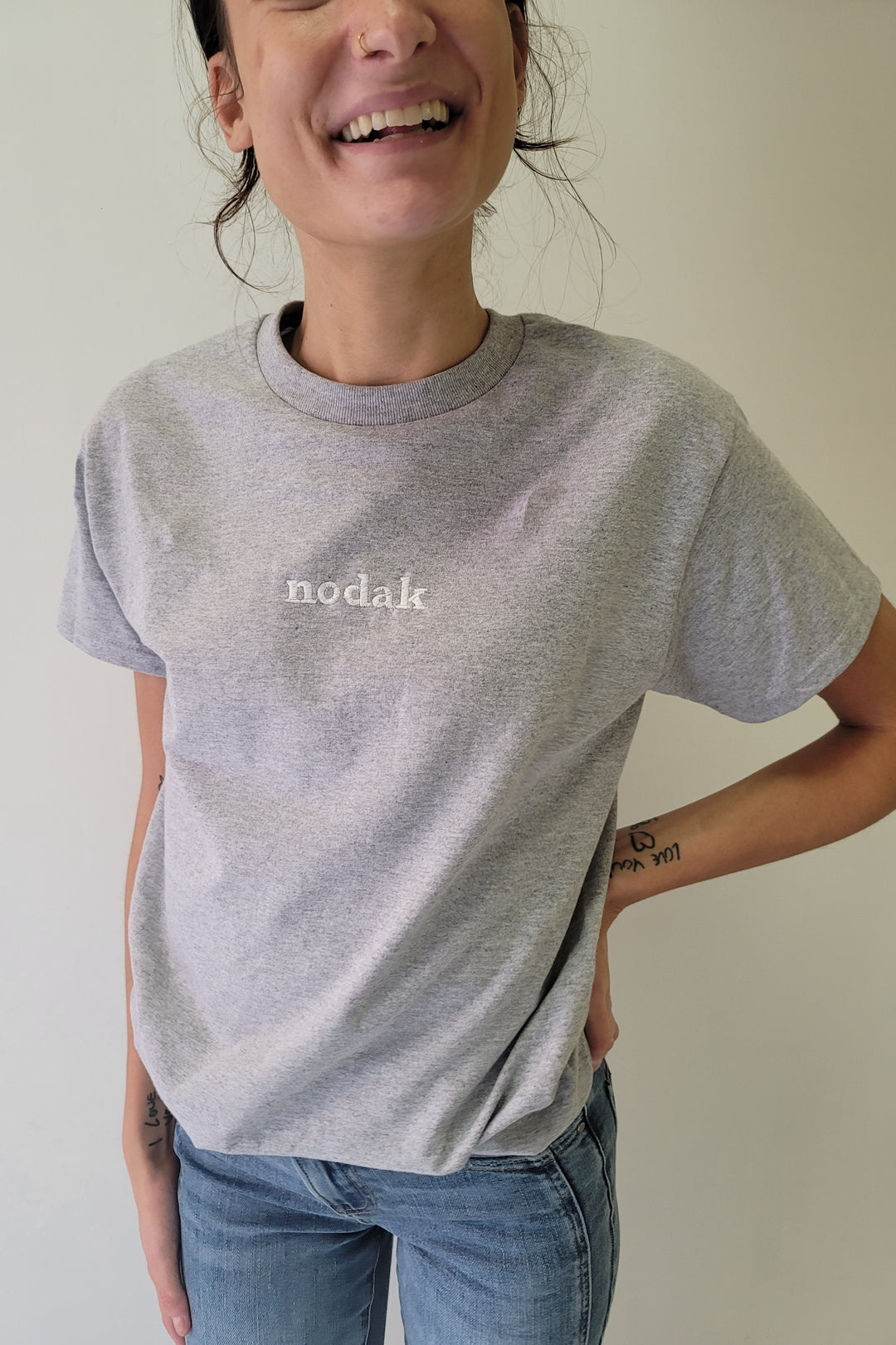 Grey Nodak Embroidered Tee