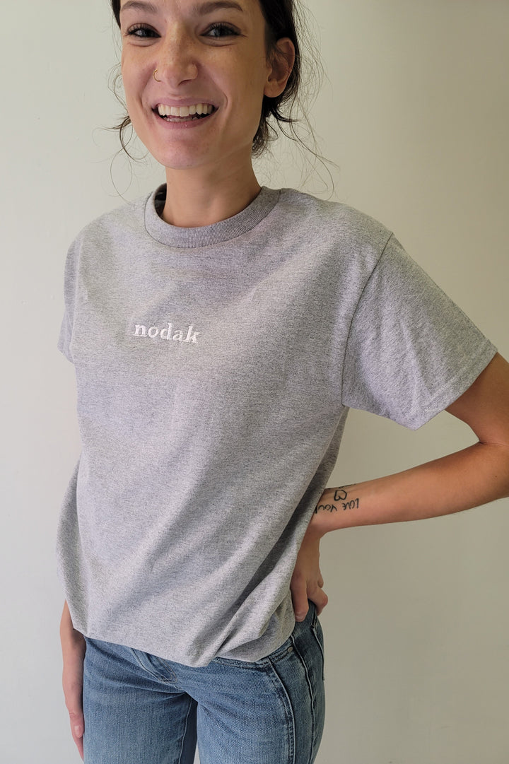 Grey Nodak Embroidered Tee