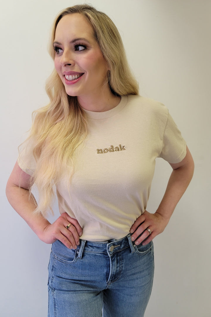 Tan Nodak Embroidered Tee