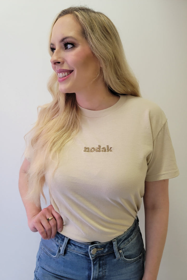 Tan Nodak Embroidered Tee