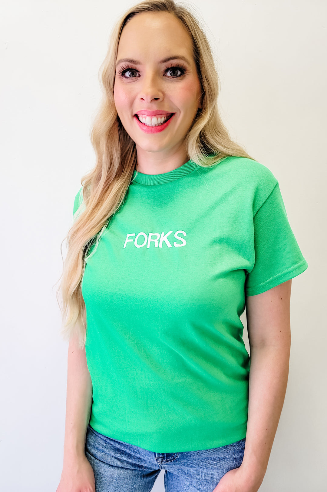 Green Forks Embroidered Tee