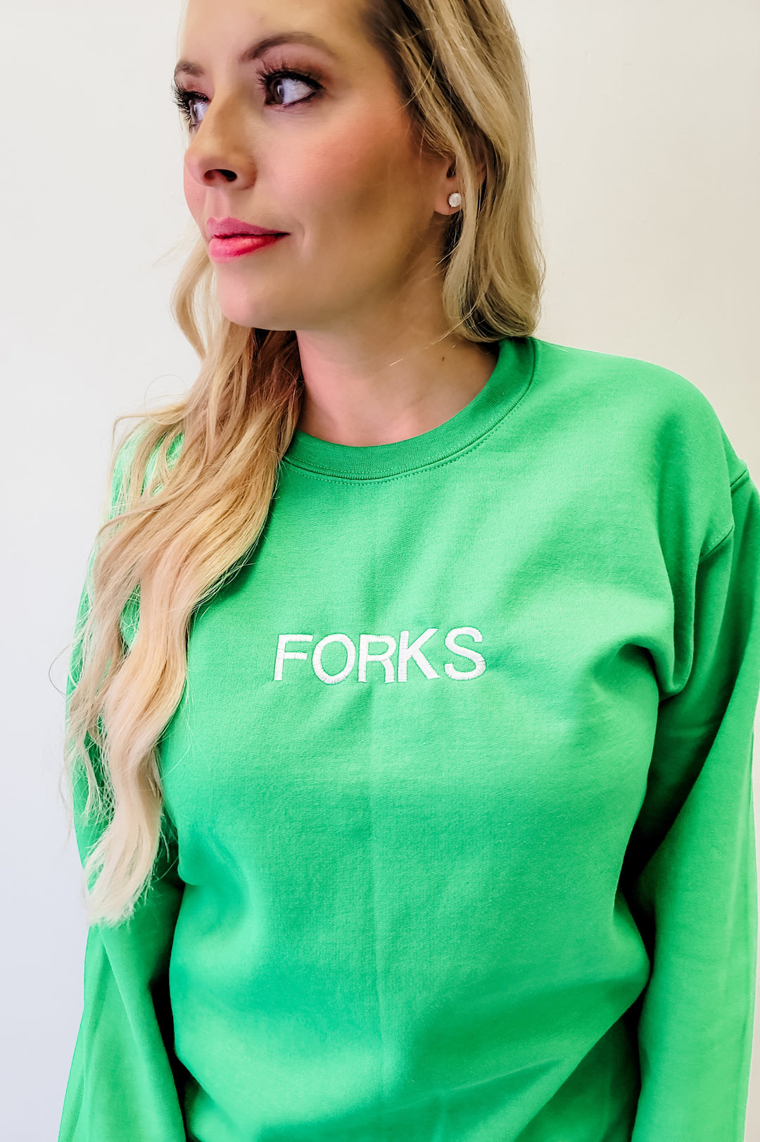 Green Forks Embroidered Crewneck Sweatshirt