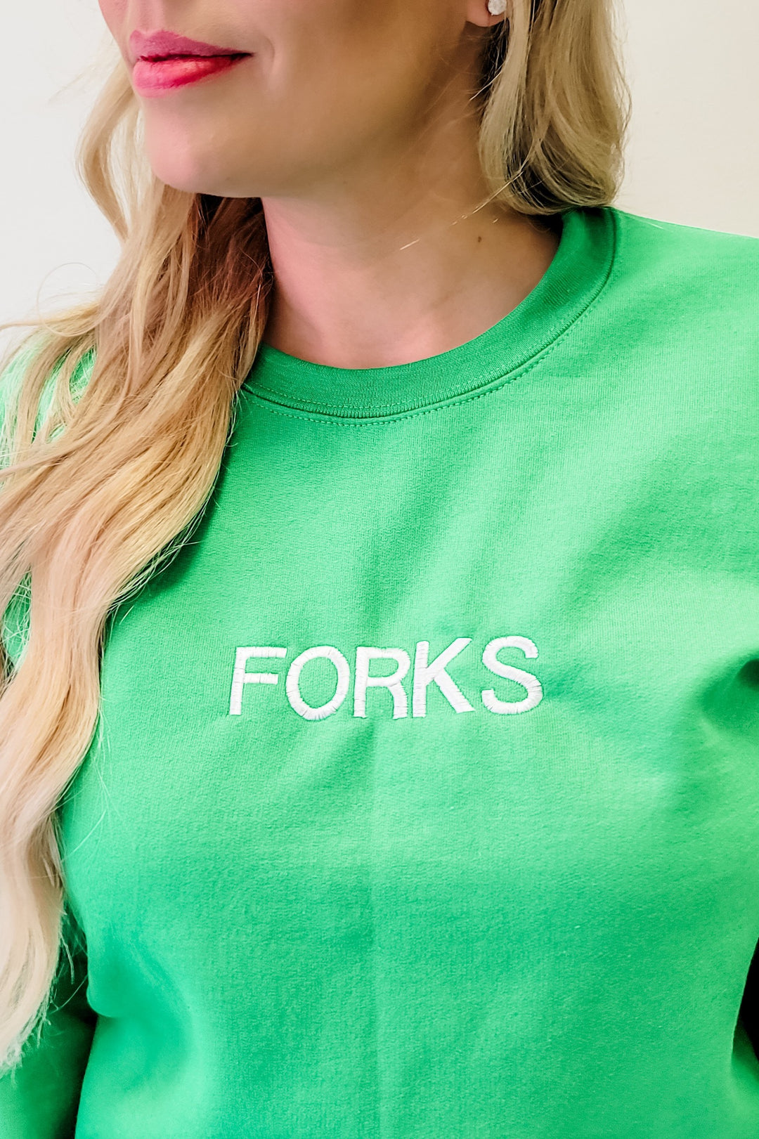 Green Forks Embroidered Crewneck Sweatshirt