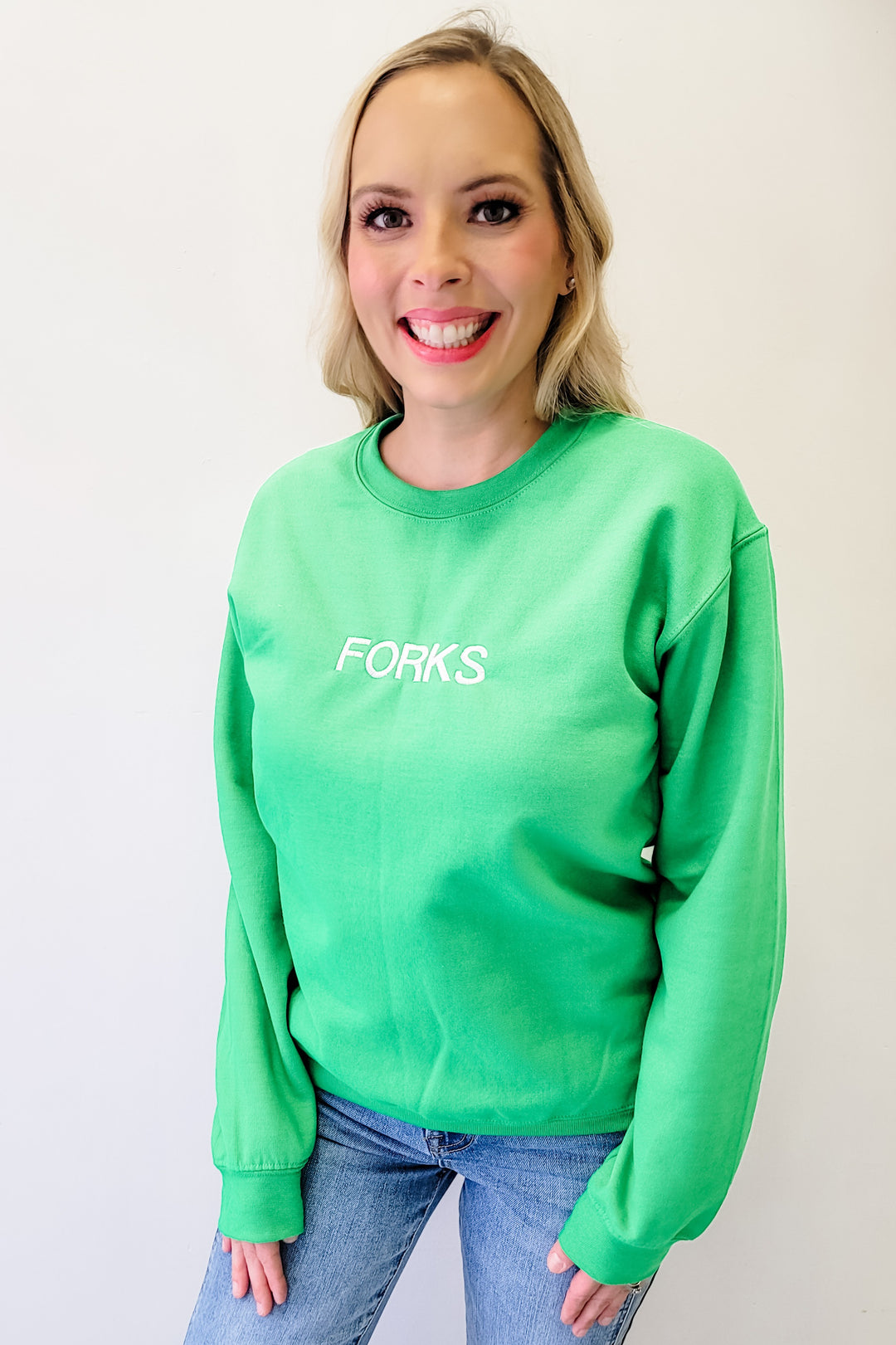 Green Forks Embroidered Crewneck Sweatshirt