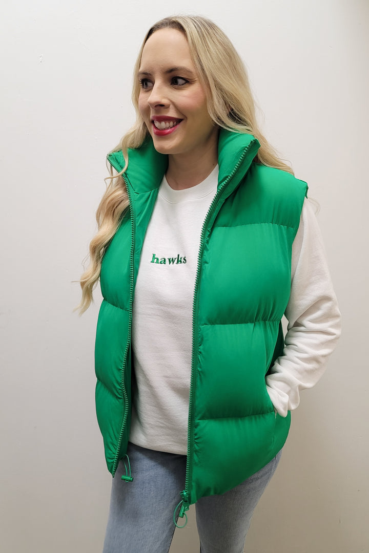 Kelly Green Zip-Up Padded Vest