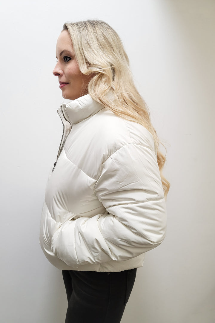 Cream Quilted Puffer Jacket