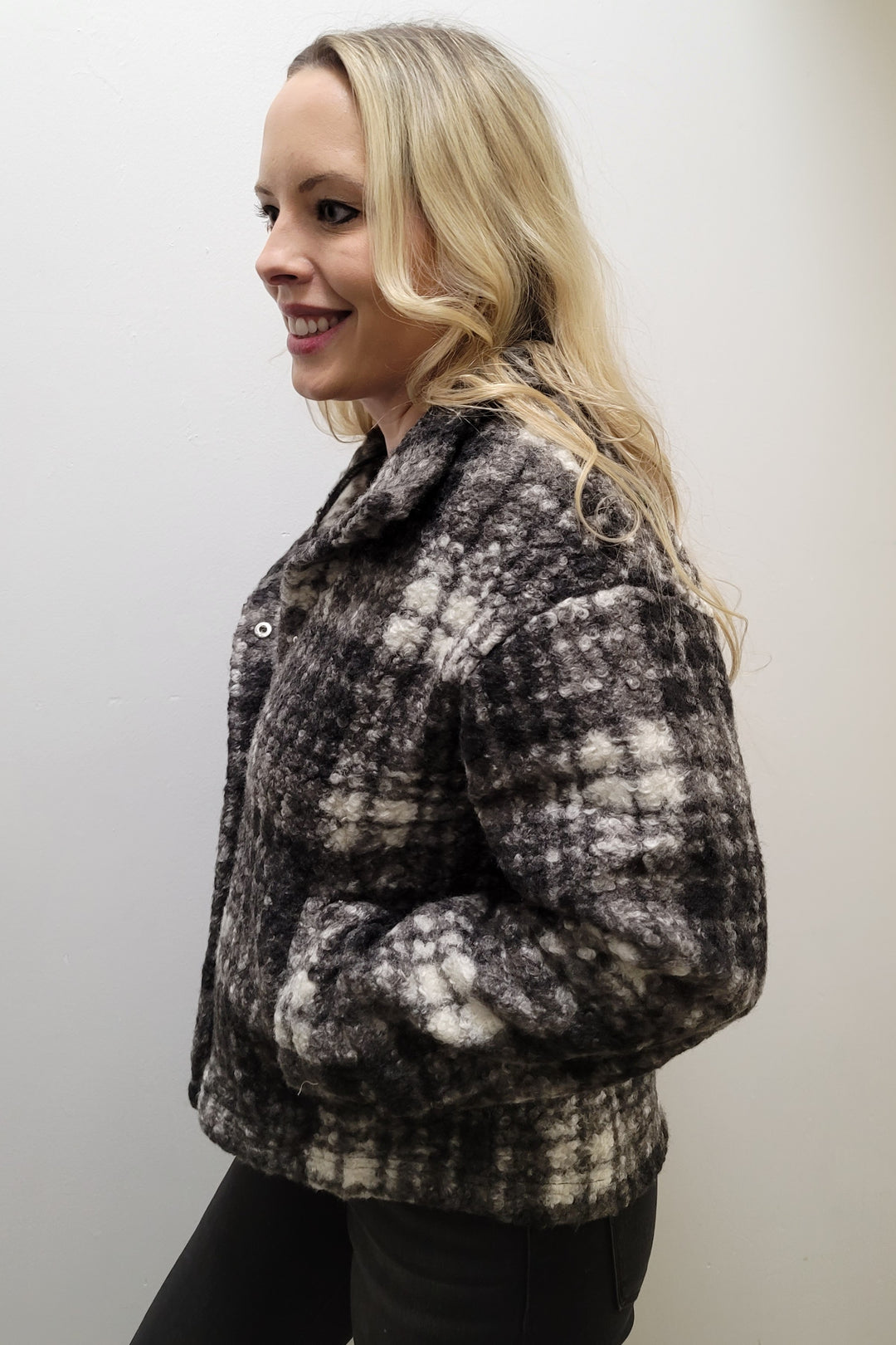 Black Plaid Boucle Jacket