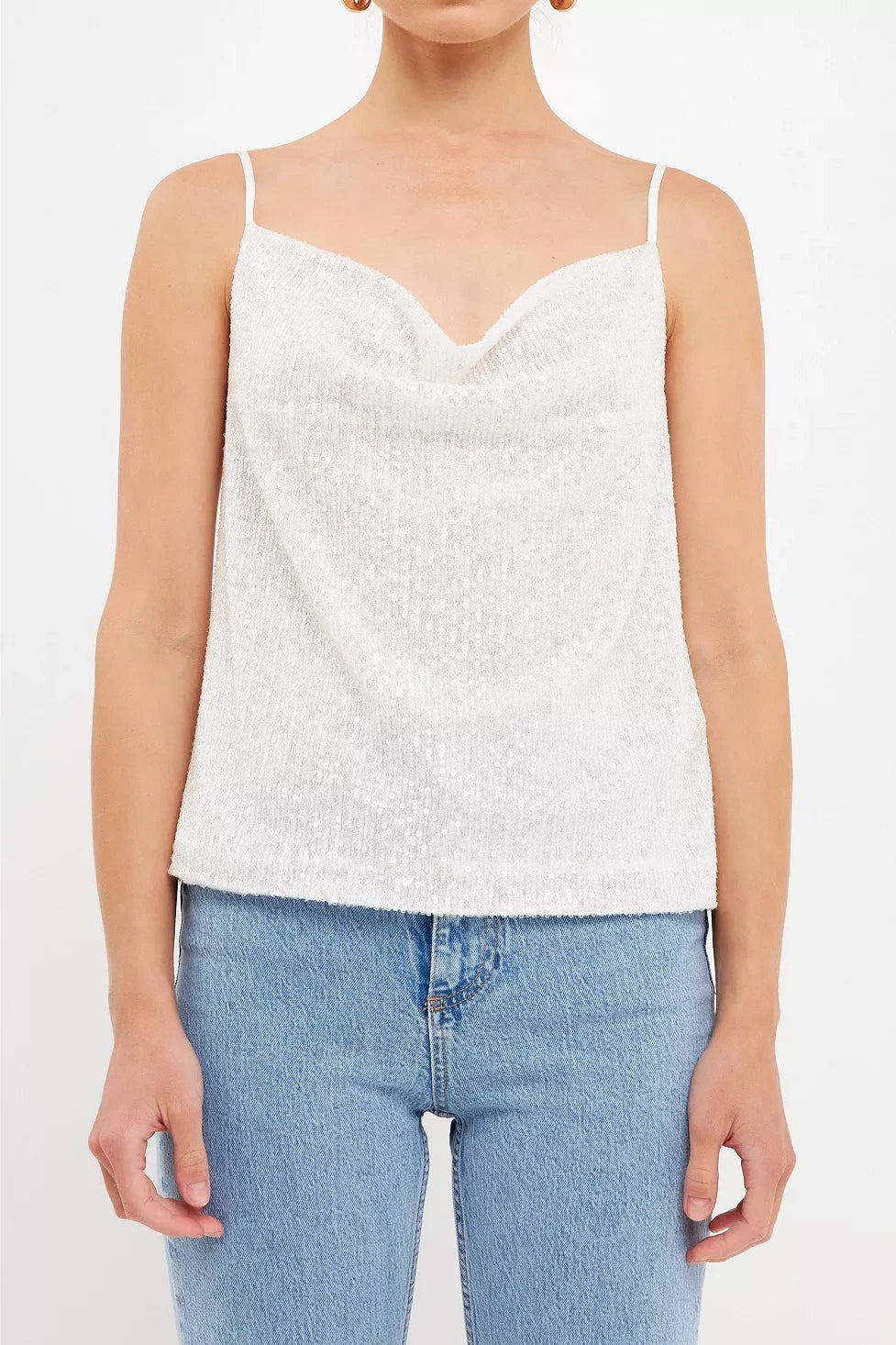 Endless Rose White Sequin Tank Top