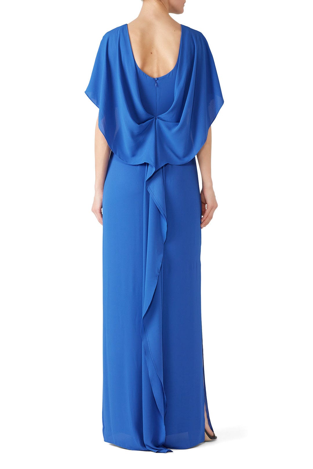 Halston Azure Cape Sleeve Gown