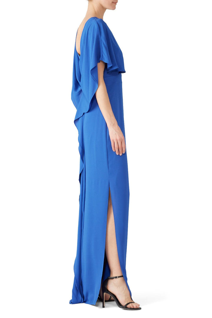 Halston Azure Cape Sleeve Gown