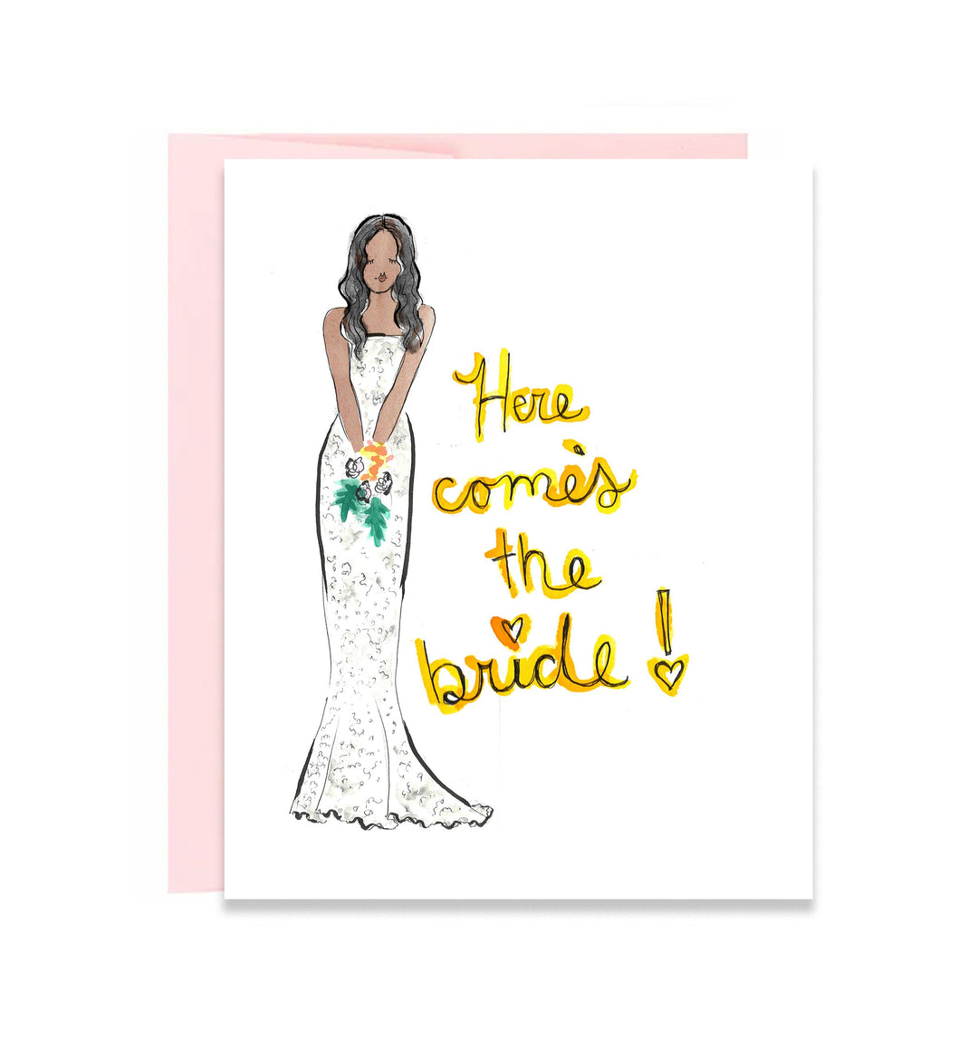 Here Comes the Bride Greeting Card - Black/Mocha