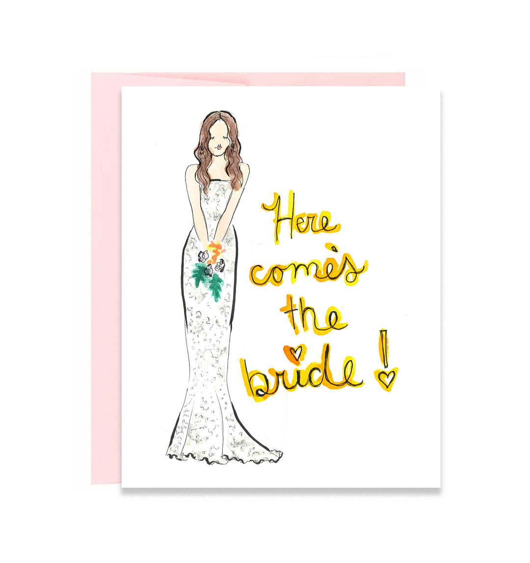 Here Comes the Bride Greeting Card - Brunette