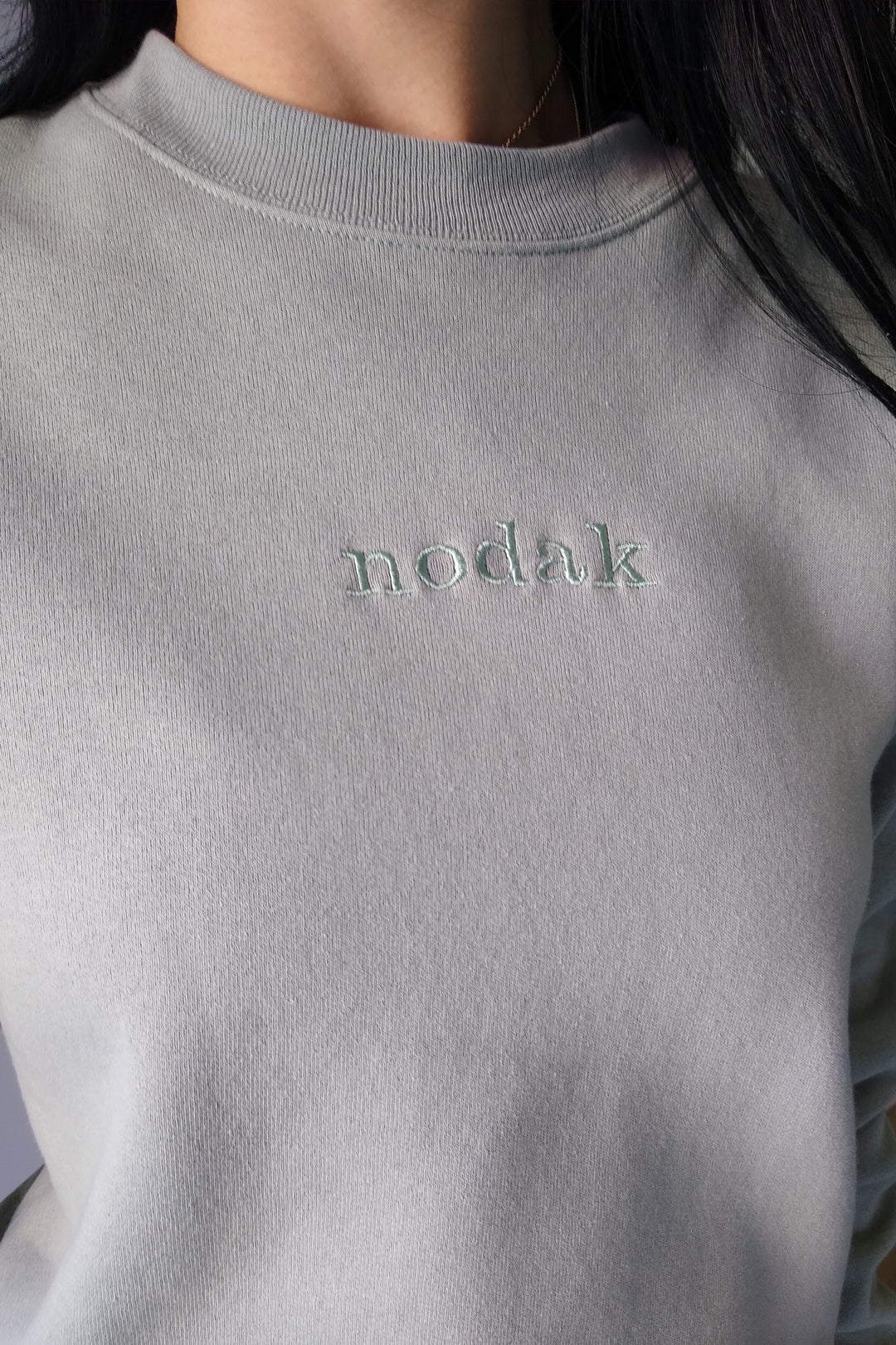 Nodak Sage Green Embroidered Crewneck Sweatshirt
